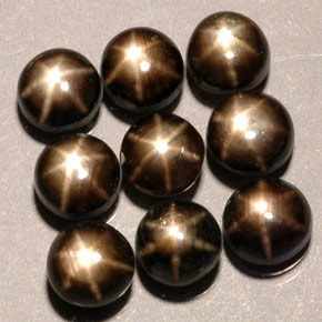 Gemas de zafiro estrella negro natural de  ct, corte redondo, opaco