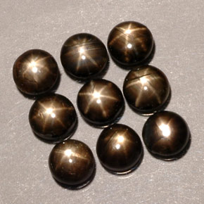 Gemas de zafiro estrella negro natural de  ct, corte redondo, translúcido