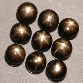 Gemas de zafiro estrella negro natural de  ct, corte redondo, translúcido
