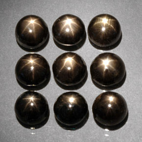 Gemas de Zafiro estrella Negro natural de  ct, Corte Redondo, Opaco