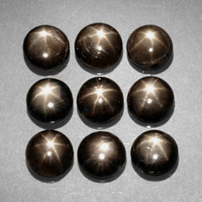 Gemas de zafiro estrella negro natural de  ct, corte redondo, opaco