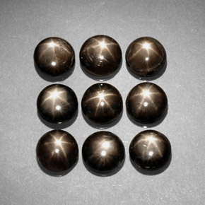 Gemas de zafiro estrella negro natural de  ct, corte redondo, opaco