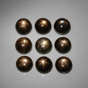 Gemas de zafiro estrella negro natural de  ct, corte redondo, opaco