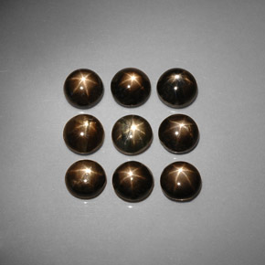 Gemas de zafiro estrella negro natural de  ct, corte redondo, opaco