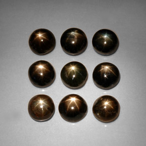 Gemas de zafiro estrella negro natural de  ct, corte redondo, opaco