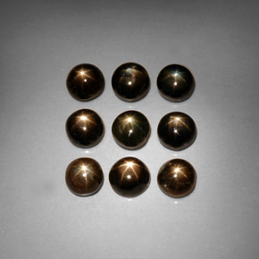 Gemas de zafiro estrella negro natural de  ct, corte redondo, opaco