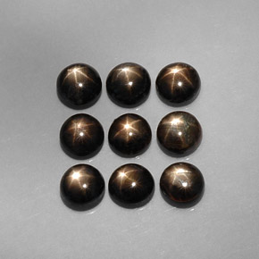 Gemas de zafiro estrella negro natural de  ct, corte redondo, opaco