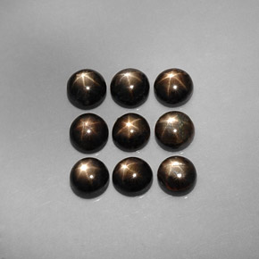 Gemas de zafiro estrella negro natural de  ct, corte redondo, opaco