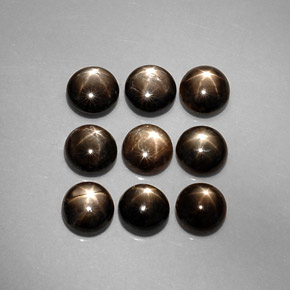 Gemas de zafiro estrella negro natural de  ct, corte redondo, opaco