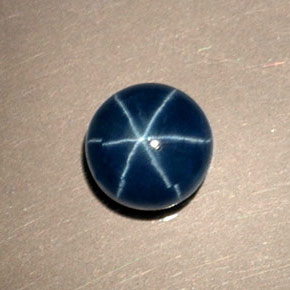 Zafiro estrella azul natural de 1,46 ct, corte redondo, opaco