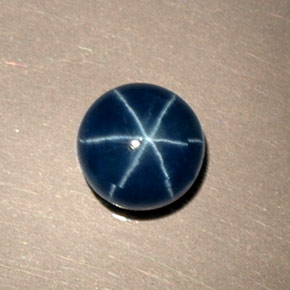 Zafiro estrella azul natural de 1,46 ct, corte redondo, opaco