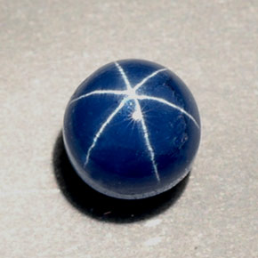 Zafiro estrella azul natural de 1,89 ct, corte redondo, opaco