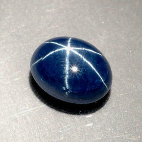 Zafiro estrella azul natural de 2,86 ct, corte óvalo, opaco