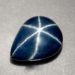 Zafiro estrella azul natural de 2,53 ct, en forma de pera, opaco