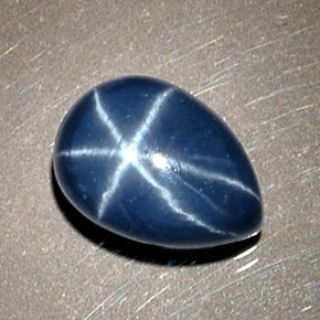 Zafiro estrella azul natural de 1,93 ct, en forma de pera, opaco