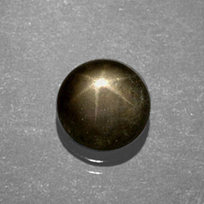 Zafiro estrella Verde oscuro natural de 0.82 ct, Corte Redondo, Opaco