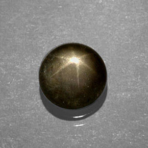 Zafiro estrella Verde oscuro natural de 0.82 ct, Corte Redondo, Opaco