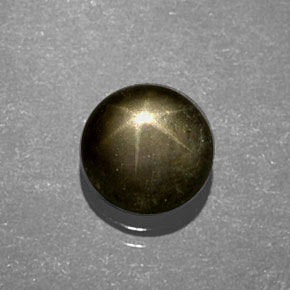 Zafiro estrella Verde oscuro natural de 0.82 ct, Corte Redondo, Opaco