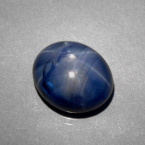 Zafiro estrella Azul natural de 5.38 ct, Corte Óvalo, Opaco