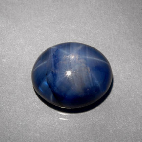 Zafiro estrella Azul natural de 5.38 ct, Corte Óvalo, Opaco