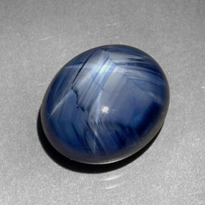 Zafiro estrella azul natural de 7,29 ct, corte óvalo, opaco