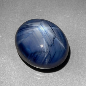 Zafiro estrella azul natural de 7,29 ct, corte óvalo, opaco