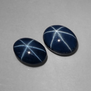 Gemas de zafiro estrella azul natural de  ct, corte óvalo, opaco