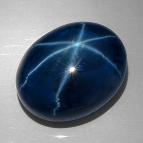 Zafiro estrella azul natural de 62,28 ct, corte óvalo, opaco
