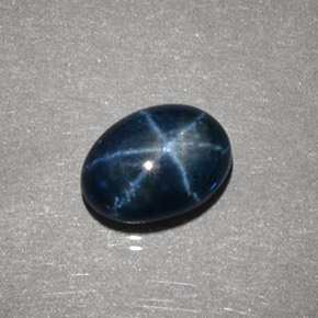 Zafiro estrella azul natural de 2,31 ct, corte óvalo, opaco