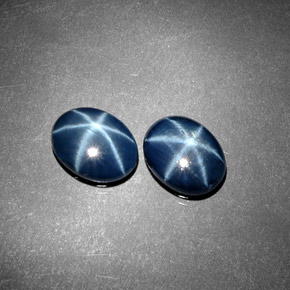 Gemas de zafiro estrella azul natural de  ct, corte óvalo, opaco