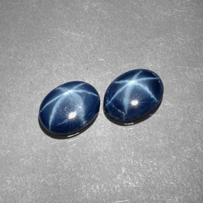 Gemas de zafiro estrella azul natural de  ct, corte óvalo, opaco