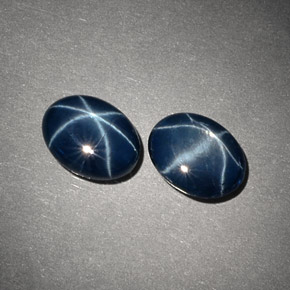 Gemas de zafiro estrella azul natural de  ct, corte óvalo, opaco