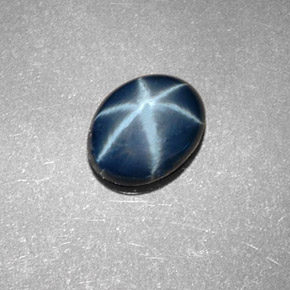 Zafiro estrella Azul natural de 1.57 ct, Corte Óvalo, Opaco