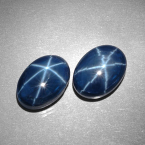 Gemas de zafiro estrella azul natural de  ct, corte óvalo, opaco