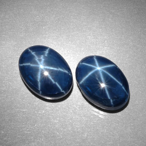 Gemas de zafiro estrella azul natural de  ct, corte óvalo, opaco