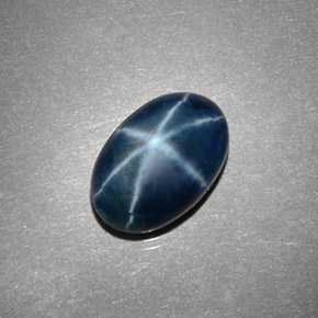 Zafiro estrella azul natural de 4,14 ct, corte óvalo, opaco