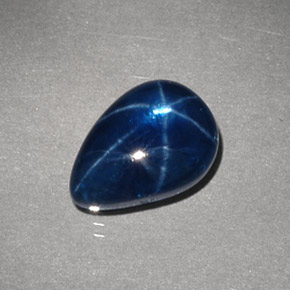 Zafiro estrella Azul natural de 3.99 ct, En forma de pera, Opaco