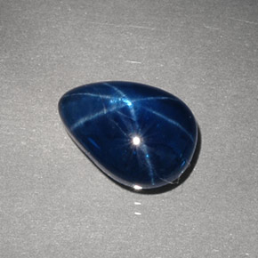Zafiro estrella Azul natural de 3.99 ct, En forma de pera, Opaco