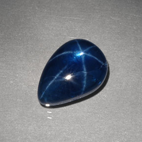 Zafiro estrella Azul natural de 3.99 ct, En forma de pera, Opaco