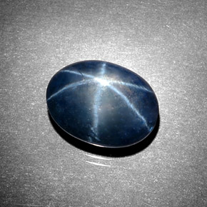 Zafiro estrella Azul natural de 5.63 ct, Corte Óvalo, Opaco