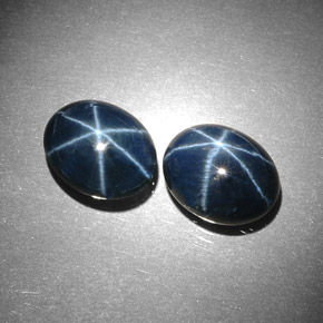 Gemas de zafiro estrella azul natural de  ct, corte óvalo, opaco