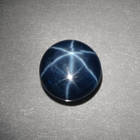Zafiro estrella Azul natural de 5.84 ct, Corte Redondo, Opaco
