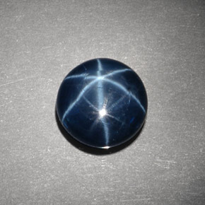 Zafiro estrella Azul natural de 5.84 ct, Corte Redondo, Opaco