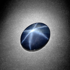 Zafiro estrella Azul natural de 3.15 ct, Corte Óvalo, Opaco