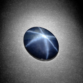 Zafiro estrella Azul natural de 3.15 ct, Corte Óvalo, Opaco