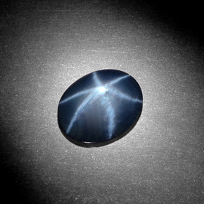 Zafiro estrella azul natural de 3,22 ct, corte óvalo, opaco