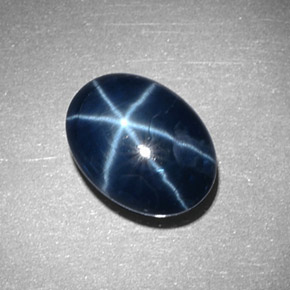Zafiro estrella azul natural de 3,18 ct, corte óvalo, opaco
