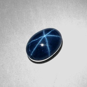 Zafiro estrella Azul natural de 3.37 ct, Corte Óvalo, Opaco
