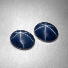 Gemas de zafiro estrella azul natural de  ct, corte óvalo, opaco