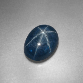 Zafiro estrella Azul natural de 2.11 ct, Corte Óvalo, Opaco